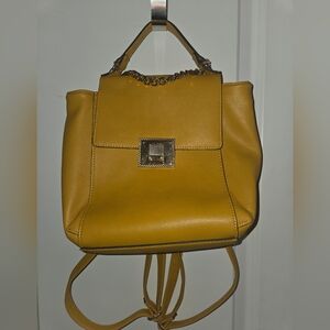 Aldo Purse Backpack  Adjustable Strap Handle Yellow  Leather